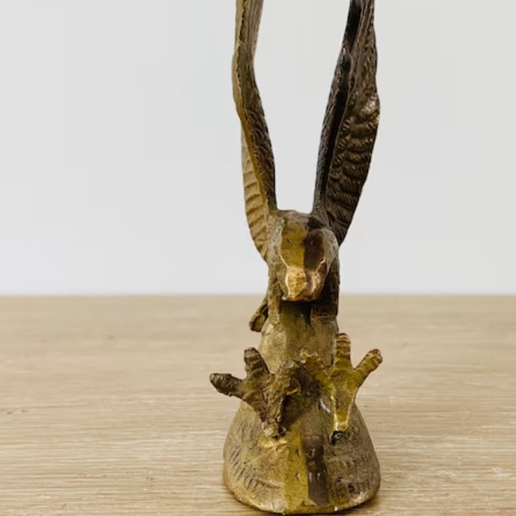 Brass Eagle Sculpture 6” High - Patriotic Eagle - Gold Decorative Home Art - Picture 2 of 2